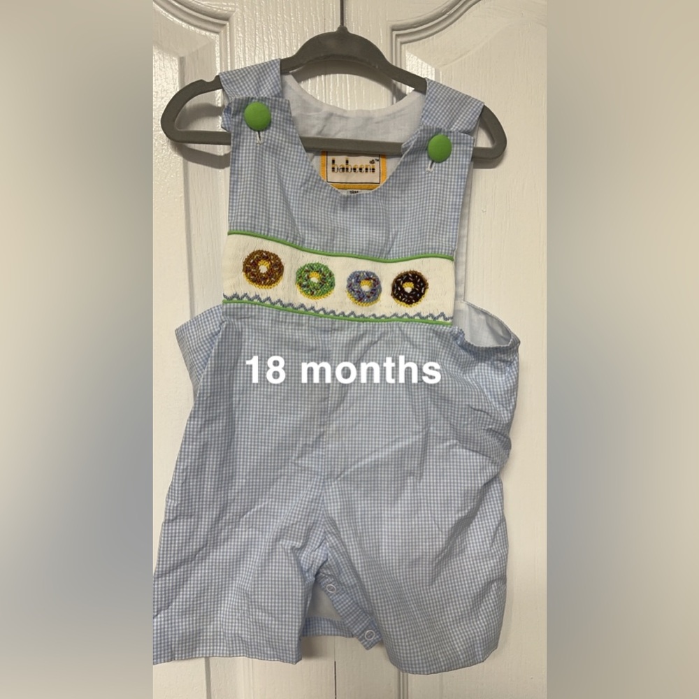 18 month baby boy blue donut Jon Jon romper